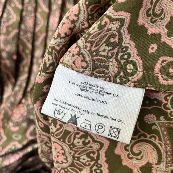 Anthropologie Odd Molly Silk Top Womens 0/XS Paisley Boho Peasant - Picture 2 of 9